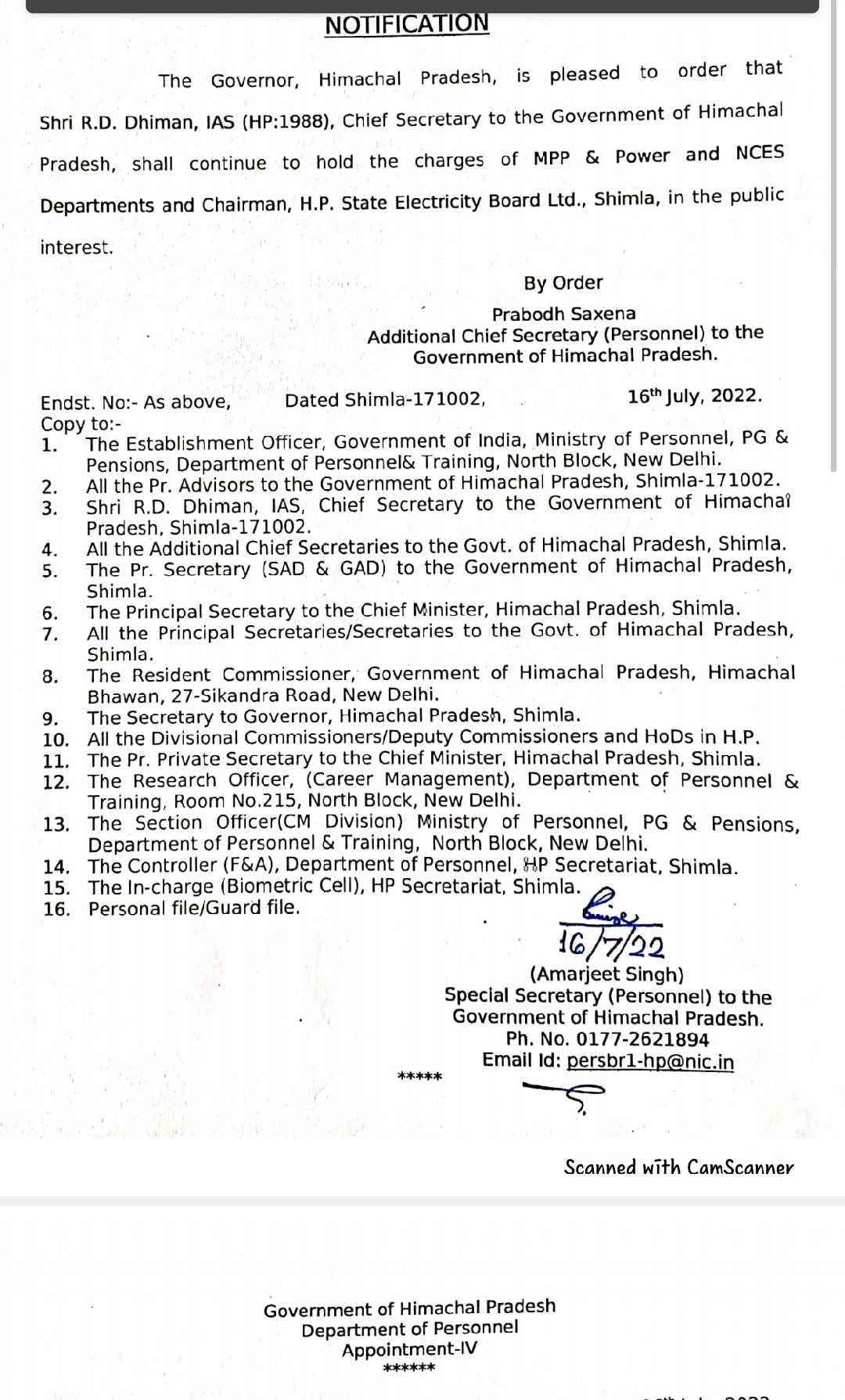 Rejig in Himachal Pradesh Bureaucracy, Many IAS Officers' Portfolios Changed