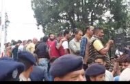 Taxi drivers and owners protest near Deputy Commissioner's office in Shimla