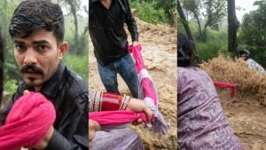 हिमाचल प्रदेश:चंबा में नवविवाहिता की चुनरी आई काम, तेज बहाव में फंसे बाइक सवार को मिला जीवनदान; देखें वीडियो – Chamba Kakira Kamladi Road Biker Rescue Chunri Rope Heavy Rain